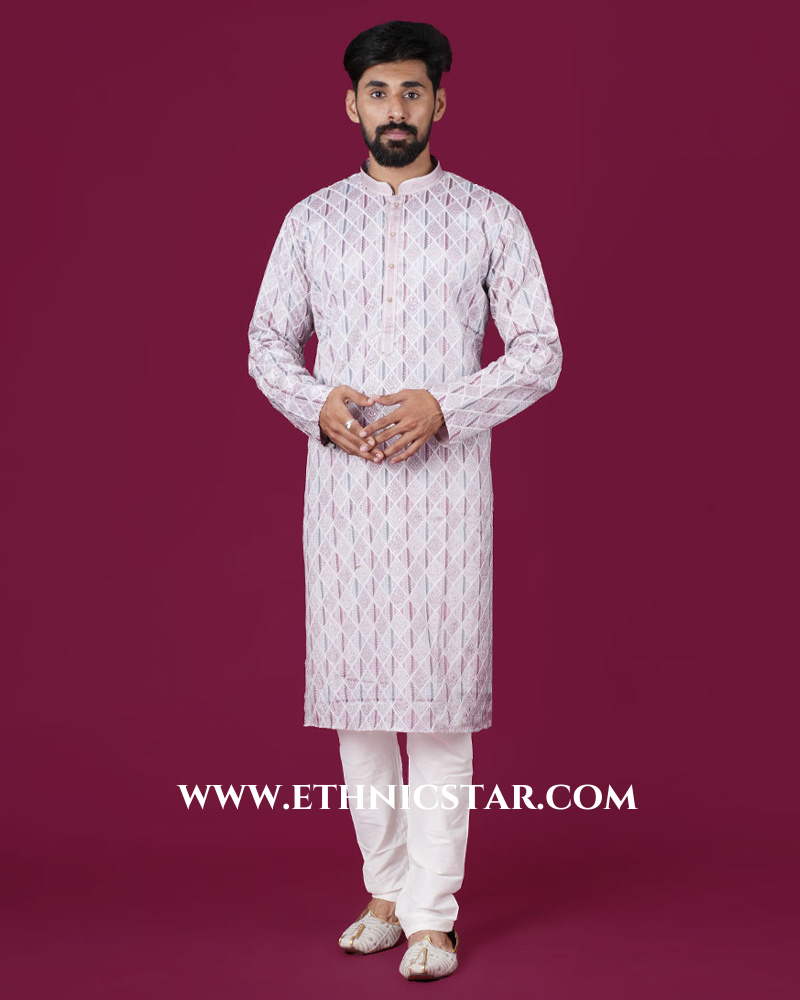 Onion Pink Sequins Work Fancy Kurta
